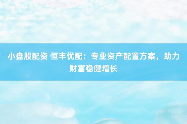 小盘股配资 恒丰优配：专业资产配置方案，助力财富稳健增长