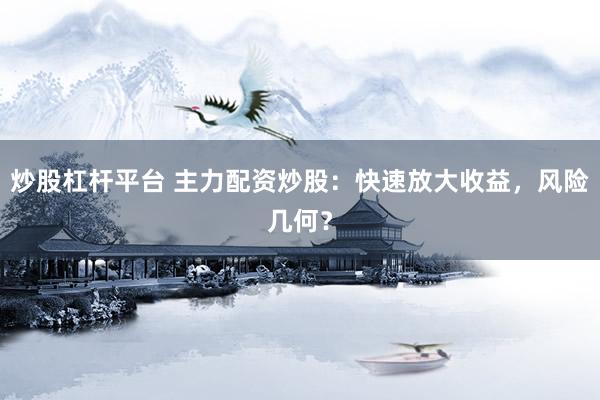 炒股杠杆平台 主力配资炒股：快速放大收益，风险几何？