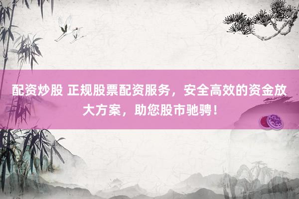 配资炒股 正规股票配资服务，安全高效的资金放大方案，助您股市驰骋！