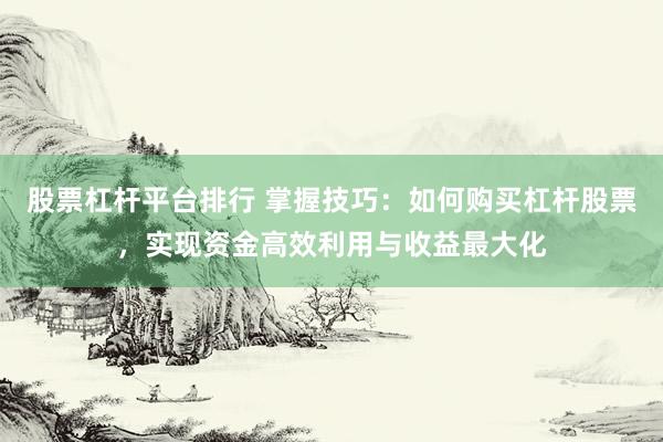 股票杠杆平台排行 掌握技巧：如何购买杠杆股票，实现资金高效利用与收益最大化