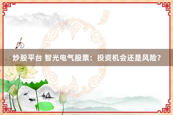 炒股平台 智光电气股票：投资机会还是风险？