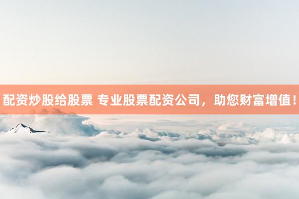 配资炒股给股票 专业股票配资公司，助您财富增值！