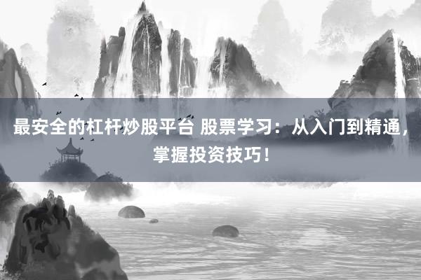 最安全的杠杆炒股平台 股票学习：从入门到精通，掌握投资技巧！