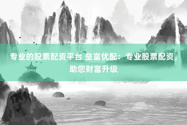专业的股票配资平台 垒富优配：专业股票配资，助您财富升级