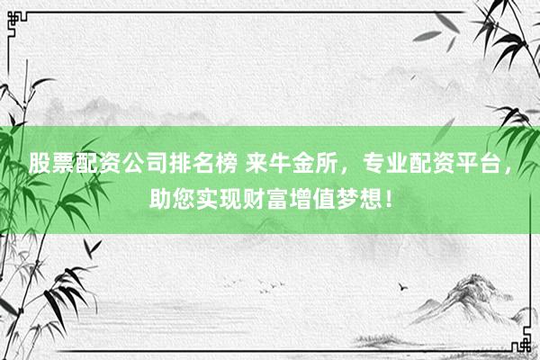 股票配资公司排名榜 来牛金所，专业配资平台，助您实现财富增值梦想！