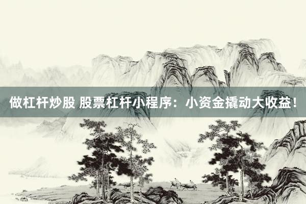 做杠杆炒股 股票杠杆小程序：小资金撬动大收益！