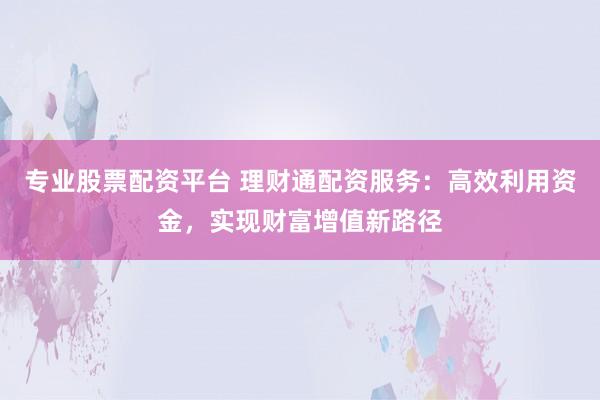 专业股票配资平台 理财通配资服务：高效利用资金，实现财富增值新路径