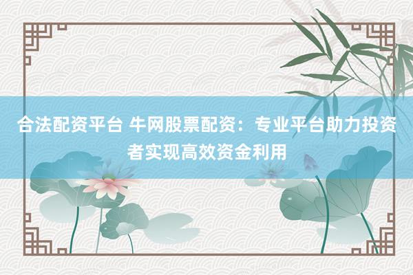 合法配资平台 牛网股票配资：专业平台助力投资者实现高效资金利用