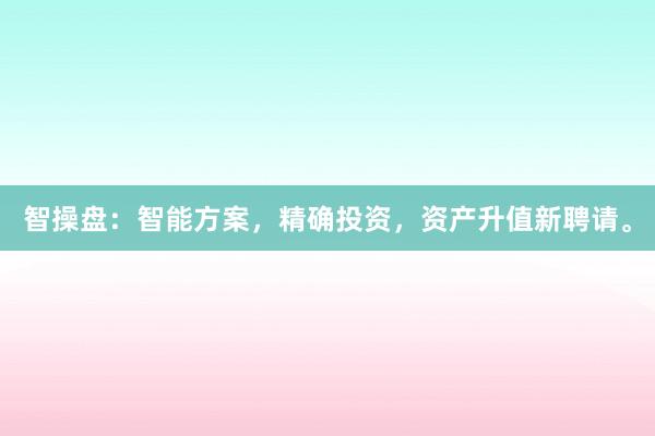 智操盘:智能方案,精确投资,资产升值新聘请。