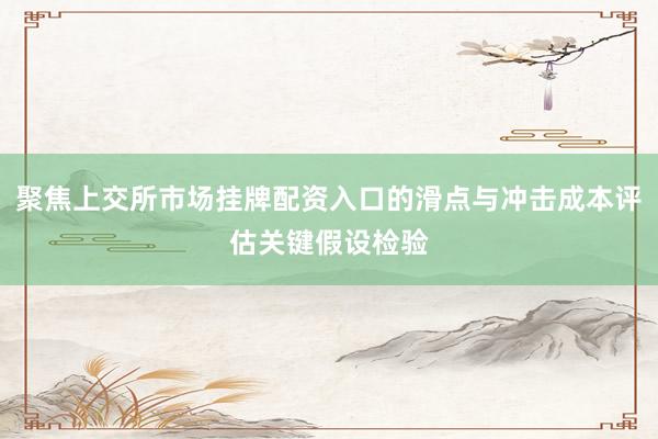 聚焦上交所市场挂牌配资入口的滑点与冲击成本评估关键假设检验