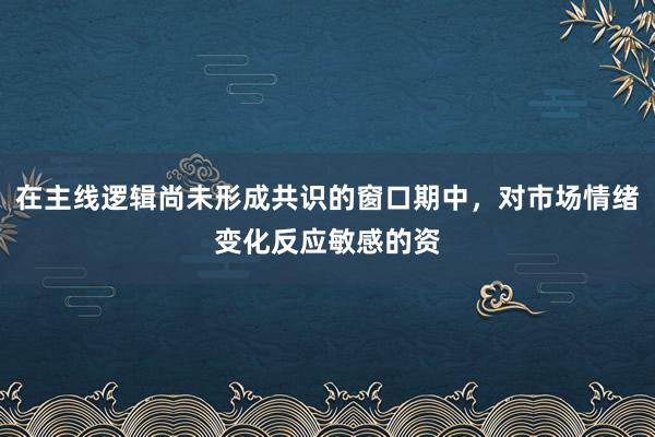 在主线逻辑尚未形成共识的窗口期中,对市场情绪变化反应敏感的资