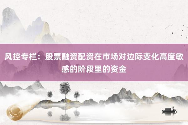 风控专栏：股票融资配资在市场对边际变化高度敏感的阶段里的资金