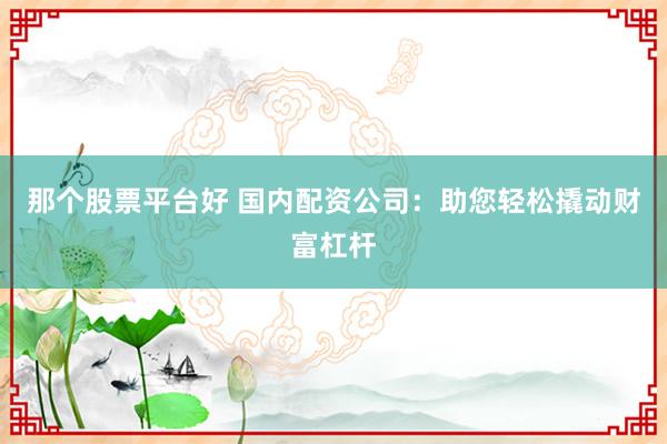 那个股票平台好 国内配资公司:助您轻松撬动财富杠杆