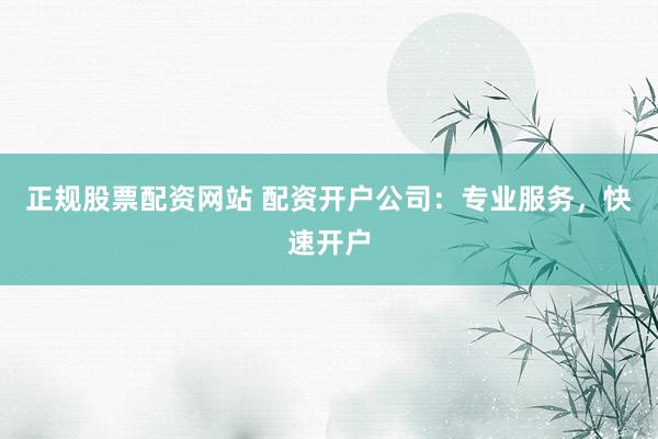 正规股票配资网站 配资开户公司：专业服务，快速开户