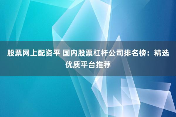 股票网上配资平 国内股票杠杆公司排名榜:精选优质平台推荐