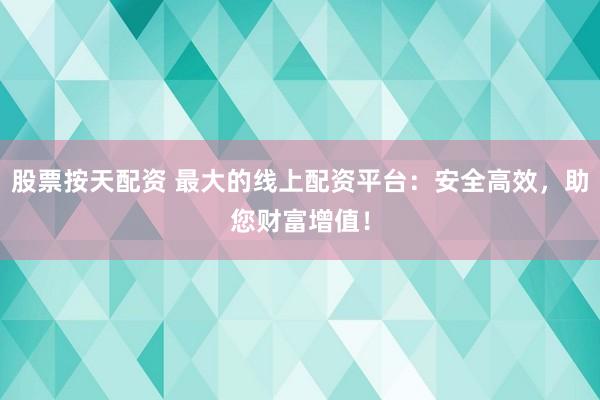 股票按天配资 最大的线上配资平台：安全高效，助您财富增值！